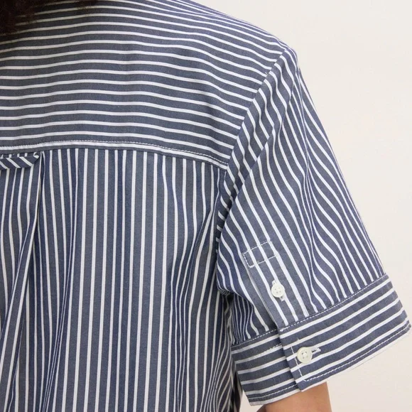 EVERLANE The Daytripper Striped Button Down Oversized Short Sleeve Shirt Dress - Picture 4 of 11